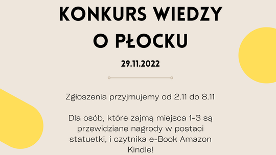 Młodzieżowa Rada Miasta Płocka organizuje Konkurs Wiedzy o Płocku pod patronatem Prezydenta