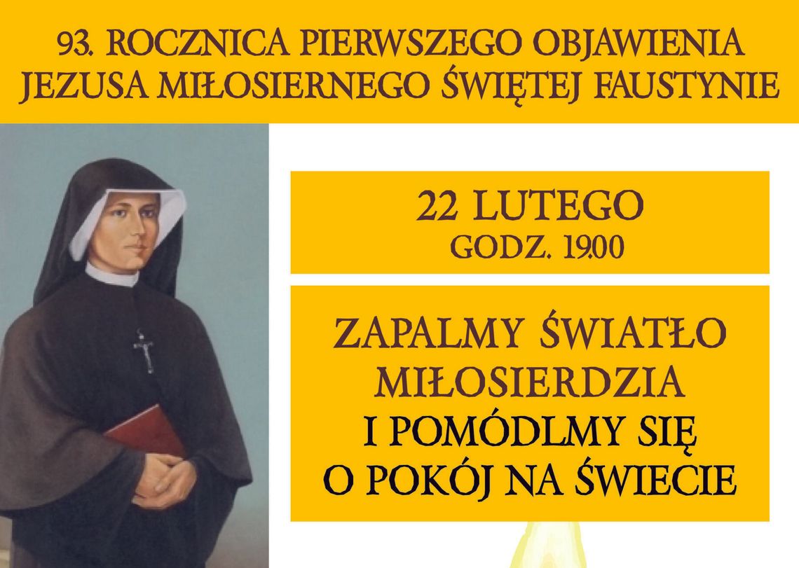 93. rocznica pierwszego objawienia się Jezusa Miłosiernego