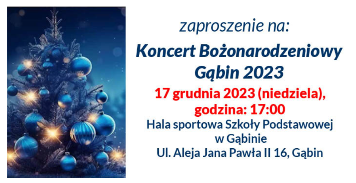 Koncert Bożonarodzeniowy w Gąbinie już w najbliższą niedzielę!