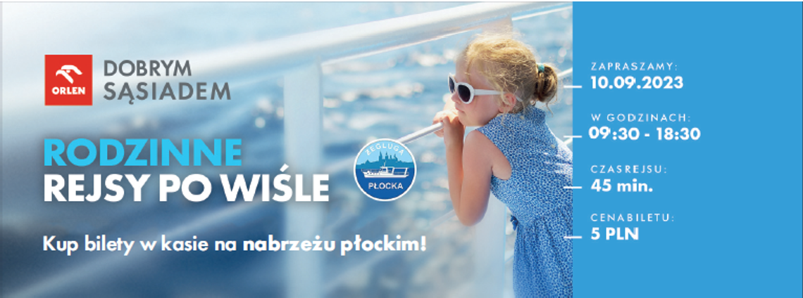 ORLEN zaprasza na niedzielne, rodzinne rejsy statkiem po Wiśle.
