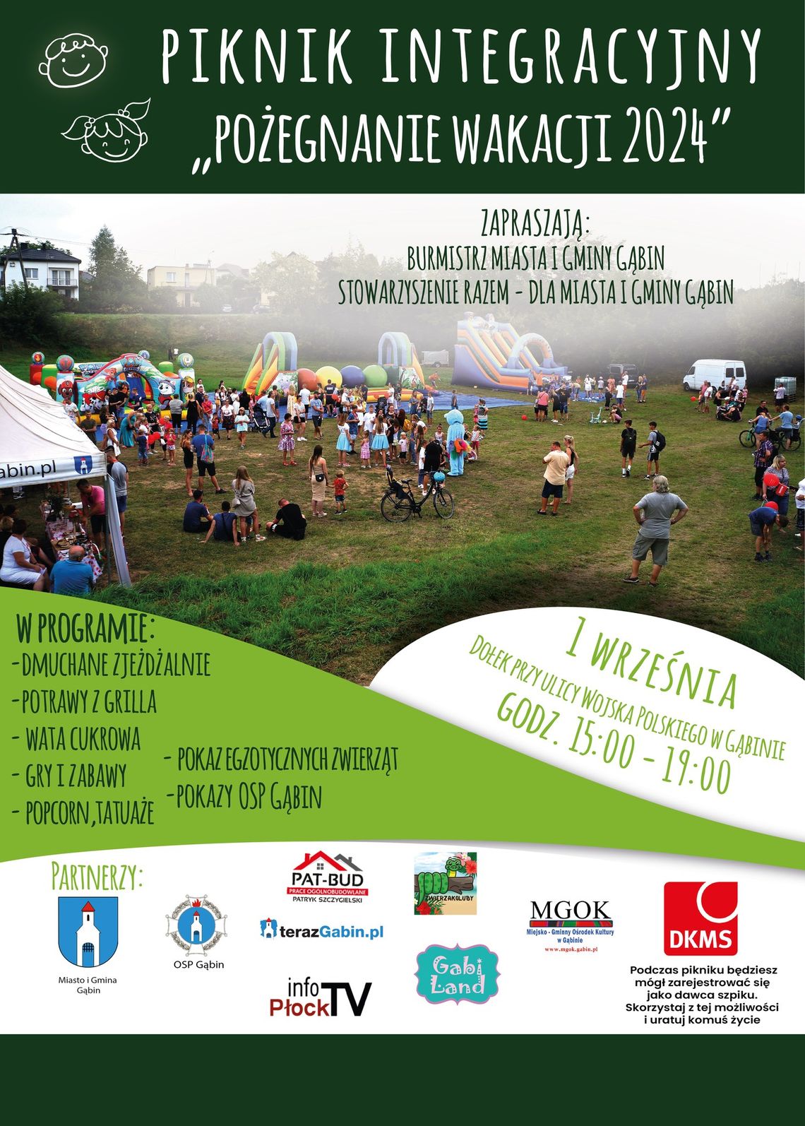 Piknik rodzinny i turniej piłki plażowej w Gąbinie