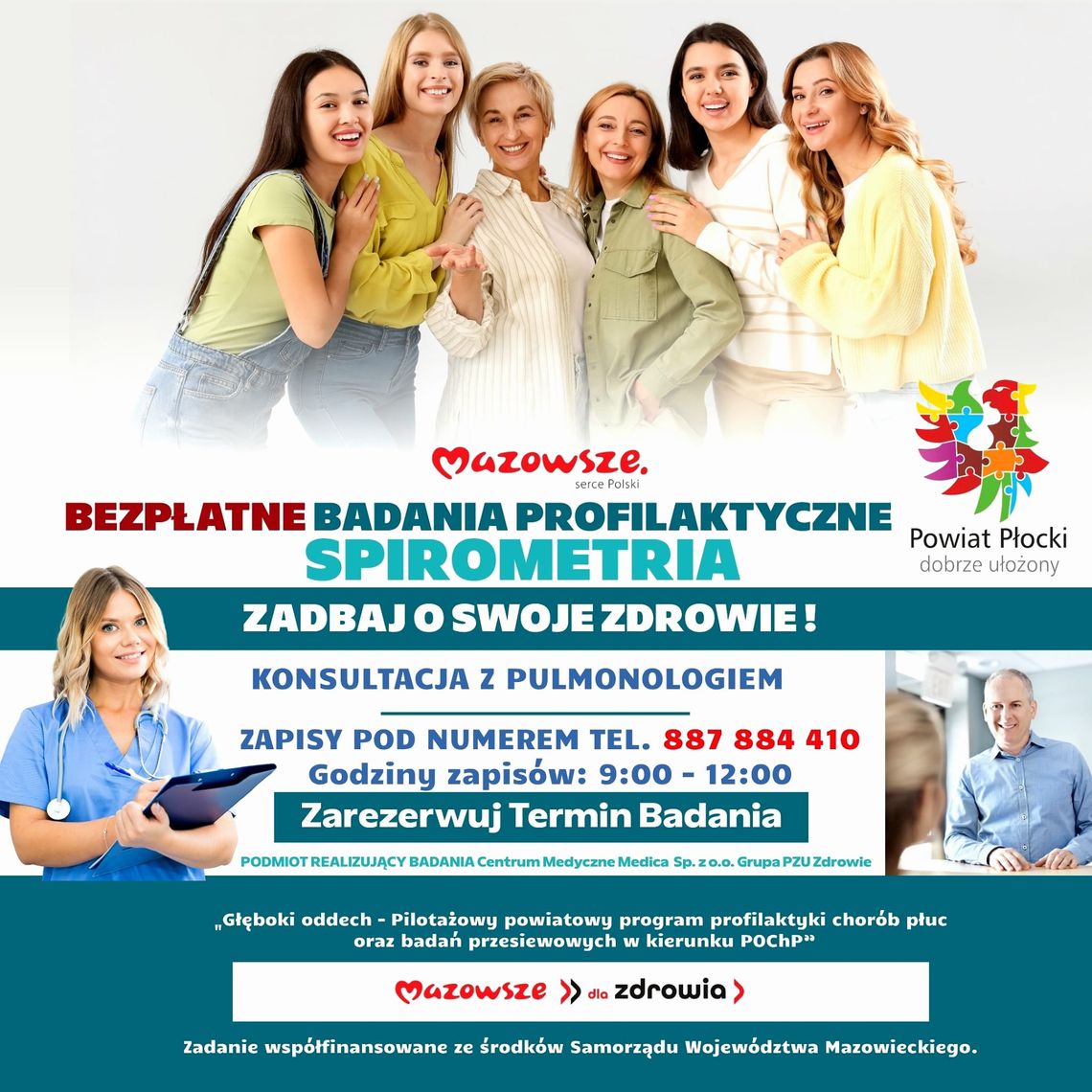Trwają zapisy na bezpłatne badania płuc dla mieszkańców powiatu płockiego Trwają zapisy na bezpłatne badania płuc dla mieszkańców powiatu płockiego